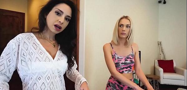  Making stepmom and stepsister feel betting with my big meat